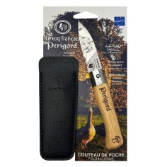 Carte Duo Le Périgord - Couteau de poche Le Coq Authentique Le Périgord - manche chêne + étui