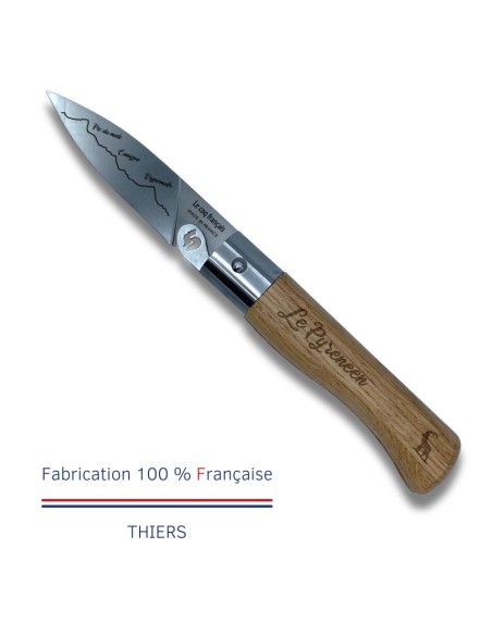 Carte Duo Le Pyrénéen - Couteau de poche Le Coq Authentique Le Pyrénéen - manche chêne + étui