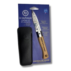 Carte Duo Chemin de Saint-Jacques - Couteau de poche Le Coq Authentique Chemin de Saint-Jacques - manche chêne + étui