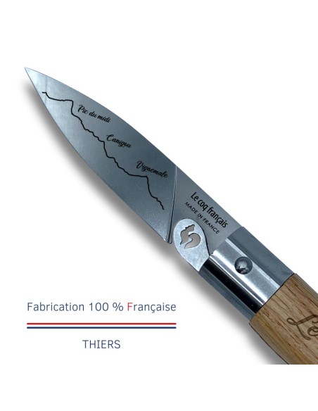 Carte Duo Le Pyrénéen - Couteau de poche Le Coq Authentique Le Pyrénéen - manche chêne + étui