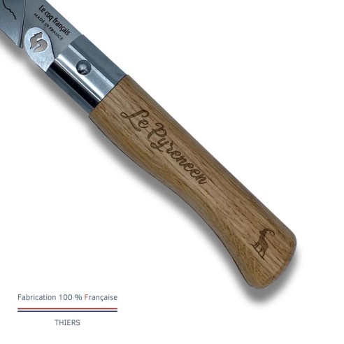 Carte Duo Le Pyrénéen - Couteau de poche Le Coq Authentique Le Pyrénéen - manche chêne + étui