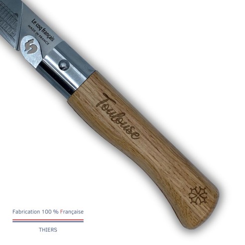 Carte Duo Le Toulousain - Couteau de poche Le Coq Authentique Le Toulousain - manche chêne + étui
