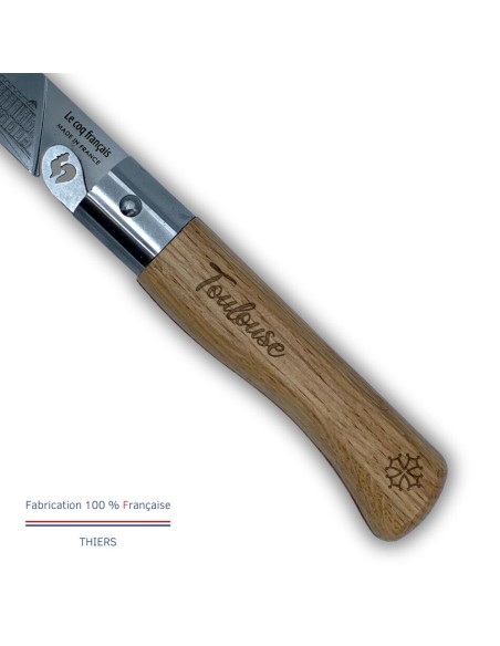Carte Duo Le Toulousain - Couteau de poche Le Coq Authentique Le Toulousain - manche chêne + étui