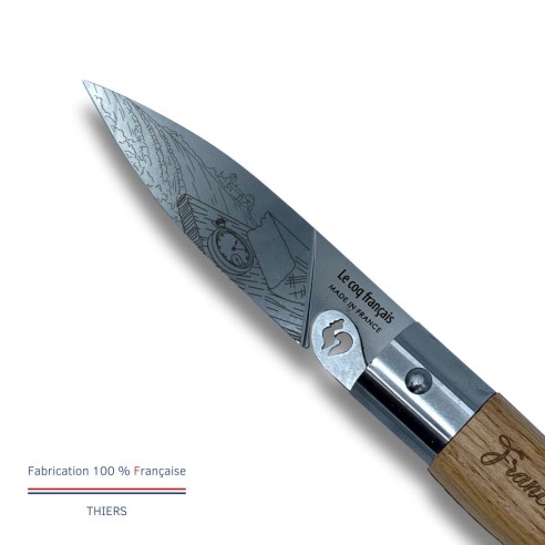 Carte Duo Le Franche-Comté - Couteau de poche Le Coq Authentique Le Franche-Comté - manche chêne + étui