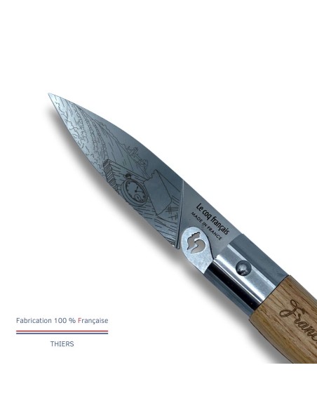 Carte Duo Le Franche-Comté - Couteau de poche Le Coq Authentique Le Franche-Comté - manche chêne + étui