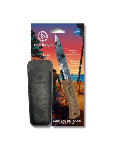 Carte Duo Le Landais - Couteau de poche Le Coq Authentique Le Landais - manche chêne + étui