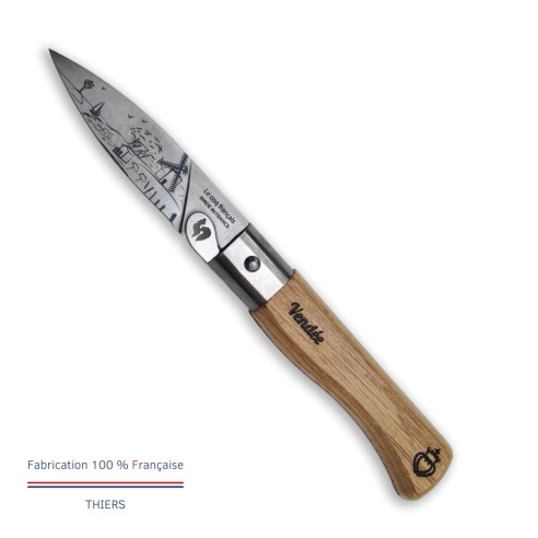 Carte Duo Le Vendéen - Couteau de poche Le Coq Authentique Le Vendéen - manche chêne + étui