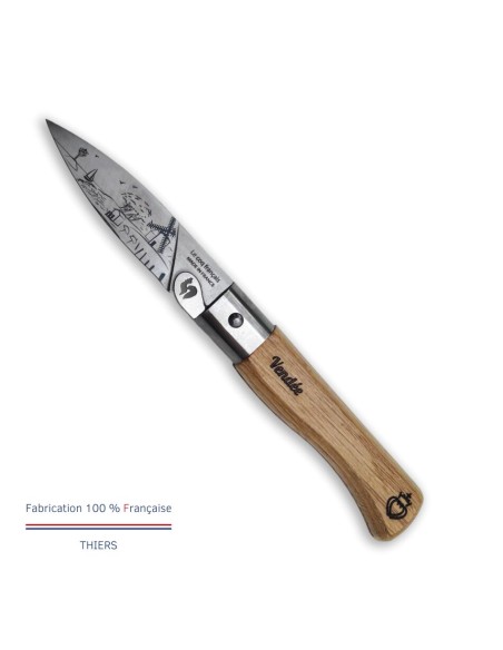 Carte Duo Le Vendéen - Couteau de poche Le Coq Authentique Le Vendéen - manche chêne + étui