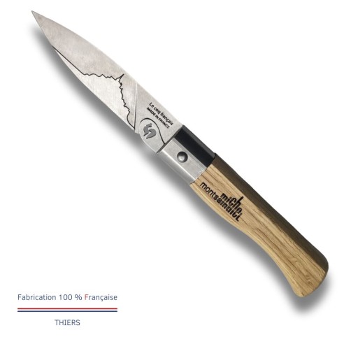 Carte Duo Le Mont Saint-Michel - Couteau de poche Le Coq Authentique Le Mont Saint-Michel - manche chêne + étui