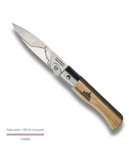 Carte Duo Le Mont Saint-Michel - Couteau de poche Le Coq Authentique Le Mont Saint-Michel - manche chêne + étui