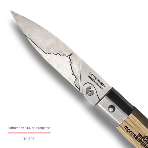 Carte Duo Le Mont Saint-Michel - Couteau de poche Le Coq Authentique Le Mont Saint-Michel - manche chêne + étui