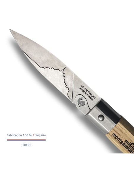 Carte Duo Le Mont Saint-Michel - Couteau de poche Le Coq Authentique Le Mont Saint-Michel - manche chêne + étui