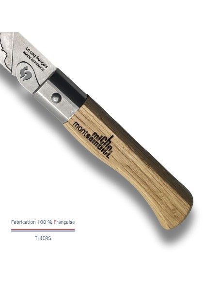 Carte Duo Le Mont Saint-Michel - Couteau de poche Le Coq Authentique Le Mont Saint-Michel - manche chêne + étui