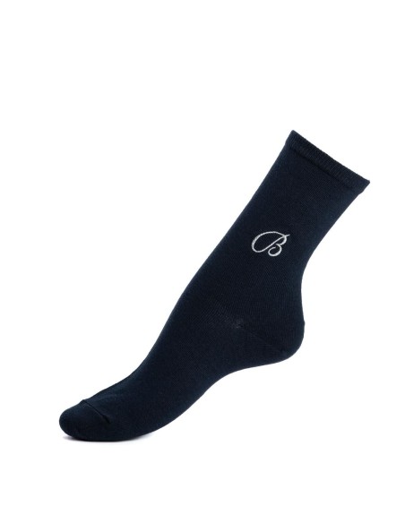 Nos chaussettes femme "Unies" brodées B marine - Maison Broussaud