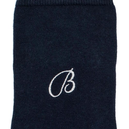 Nos chaussettes femme "Unies" brodées B marine - Maison Broussaud