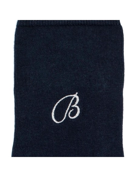 Nos chaussettes femme "Unies" brodées B marine - Maison Broussaud
