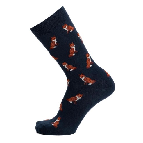 Nos chaussettes homme "Les Renards" marine - Maison Broussaud