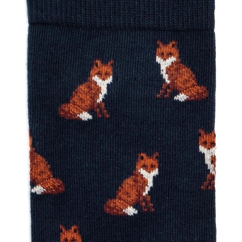 Nos chaussettes homme "Les Renards" marine - Maison Broussaud
