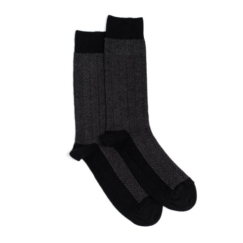 Nos chaussettes homme "Les Chevrons" noir - Maison Broussaud