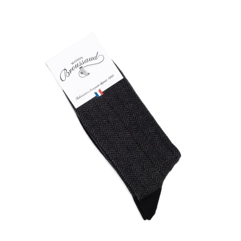 Nos chaussettes homme "Les Chevrons" noir - Maison Broussaud