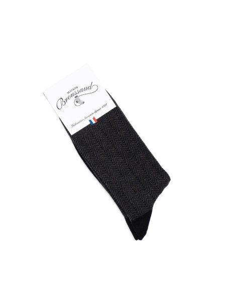 Nos chaussettes homme "Les Chevrons" noir - Maison Broussaud