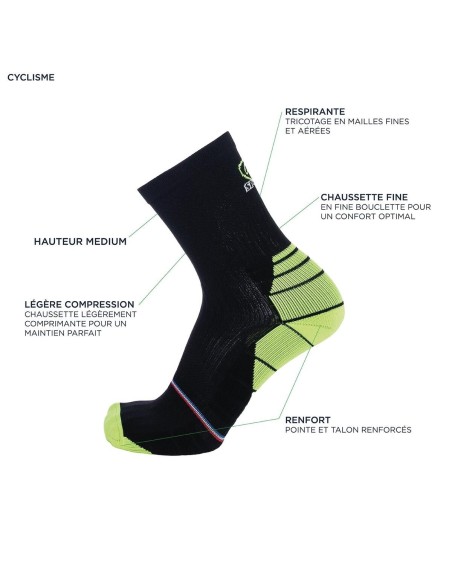 Nos chaussettes cyclisme coloris noir/gris - Maison Broussaud