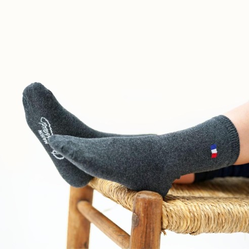 Nos mi-chaussettes enfant "Les Drapeaux" gris - Maison Broussaud