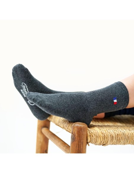 Nos mi-chaussettes enfant "Les Drapeaux" gris - Maison Broussaud