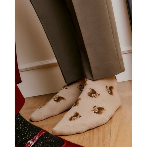 Nos chaussettes homme "Les Ecureuils" écru - Maison Broussaud