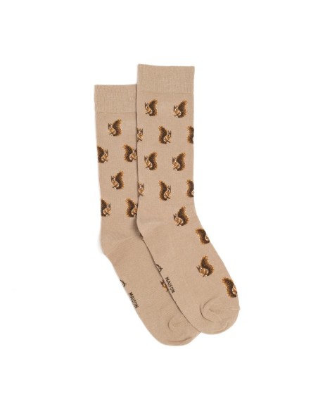 Nos chaussettes homme "Les Ecureuils" écru - Maison Broussaud