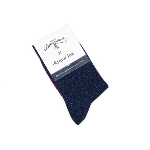 Les côtelées Armor-lux x Maison Broussaud - chaussettes femme - coton marine