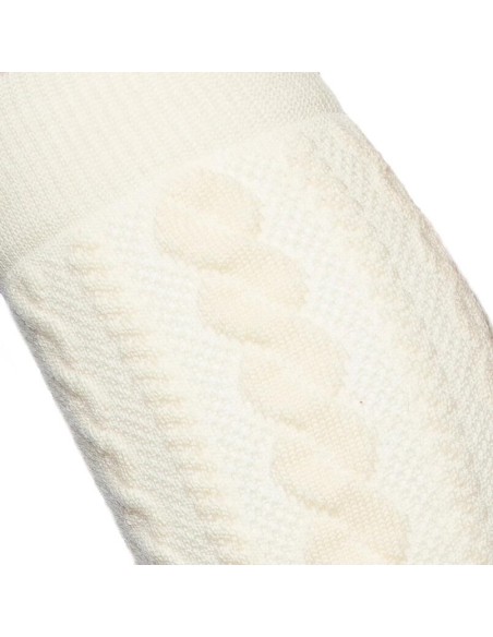 Nos mi-bas en laine à torsades coloris écru - Maison Broussaud