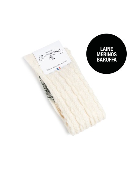 Nos mi-bas en laine à torsades coloris écru - Maison Broussaud