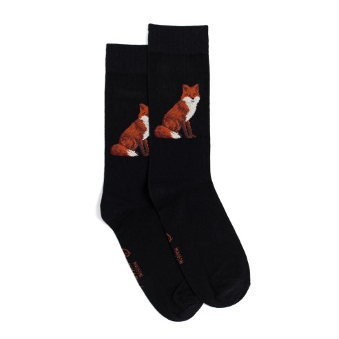 Nos chaussettes homme "Renard" noir - Maison Broussaud