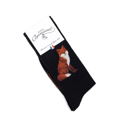 Nos chaussettes homme "Renard" noir - Maison Broussaud