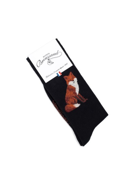 Nos chaussettes homme "Renard" noir - Maison Broussaud