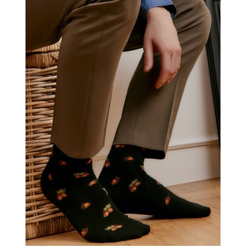 Nos chaussettes homme "Les Glands" noir - Maison Broussaud