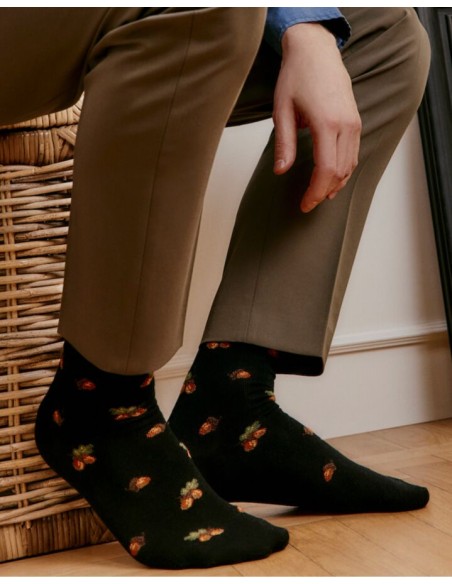 Nos chaussettes homme "Les Glands" noir - Maison Broussaud