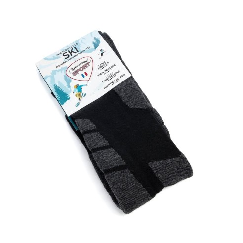 Nos chaussettes de ski coloris noir/gris - Maison Broussaud
