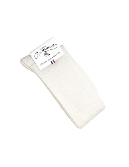 Les seigaiha - chaussettes femme - laine mérinos écru - Maison Broussaud