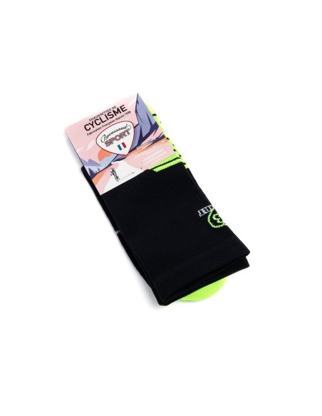Nos chaussettes cyclisme coloris noir/jaune - Maison Broussaud