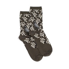 Nos chaussettes femme "Oiseau" kaki - Maison Broussaud 2