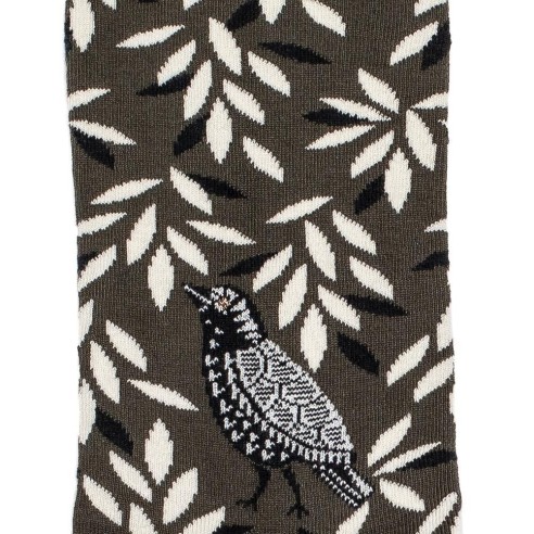 Nos chaussettes femme "Oiseau" kaki - Maison Broussaud