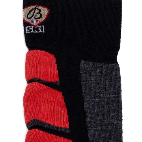 Nos chaussettes de ski coloris noir/rouge - Maison Broussaud