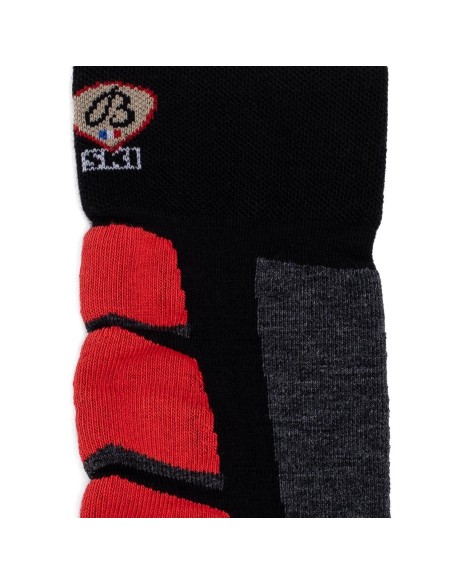 Nos chaussettes de ski coloris noir/rouge - Maison Broussaud