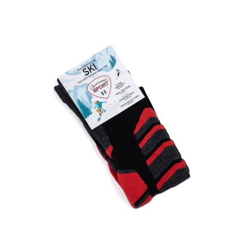 Nos chaussettes de ski coloris noir/rouge - Maison Broussaud
