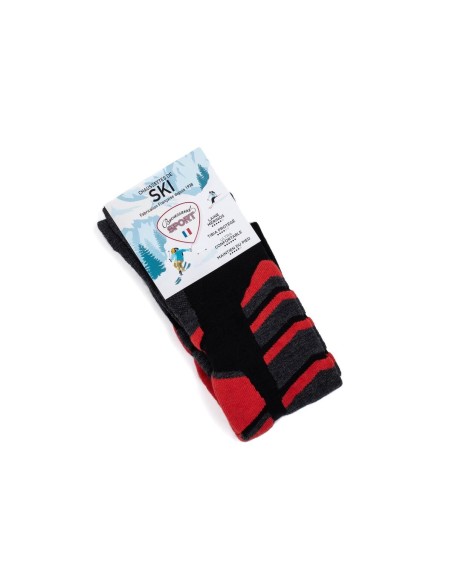 Nos chaussettes de ski coloris noir/rouge - Maison Broussaud