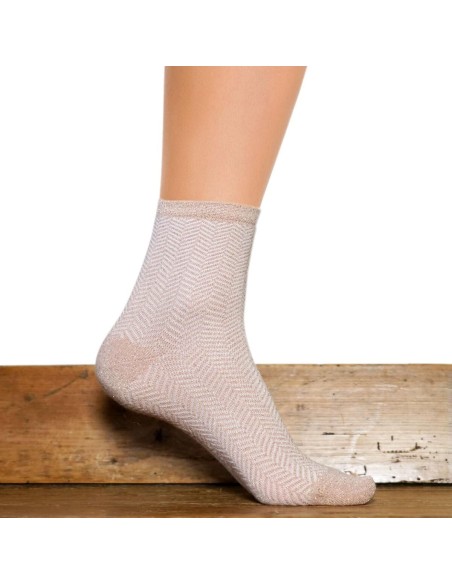 Nos socquettes femme "Les chevrons" rose - Maison Broussaud