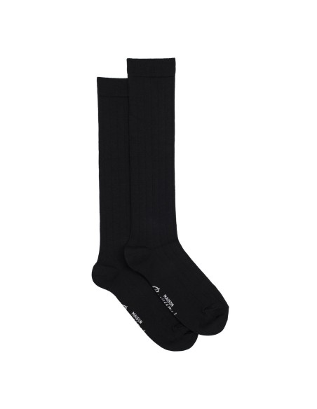 Les côtes - chaussettes homme - laine mérinos noir - Maison Broussaud