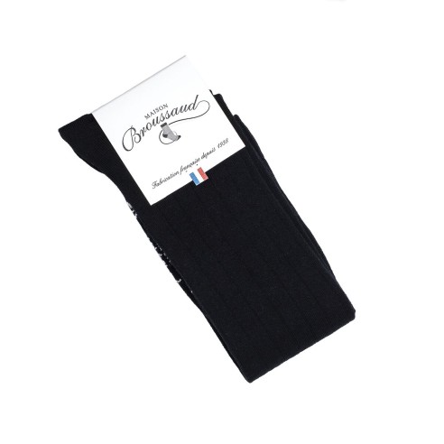 Les côtes - chaussettes homme - laine mérinos noir - Maison Broussaud